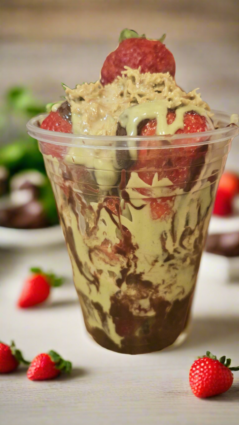 16 oz Dubai chocolate/ or white chocolate Strawberry cups